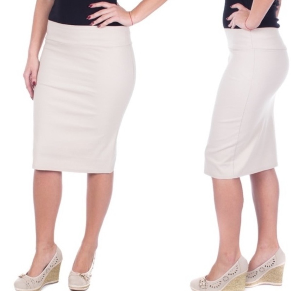 Professional Pencil Skirt, Light Khaki, M